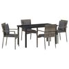 vidaXL Have Spisebordss&aelig;t med pude 5 pcs Gr&aring; polyrattan