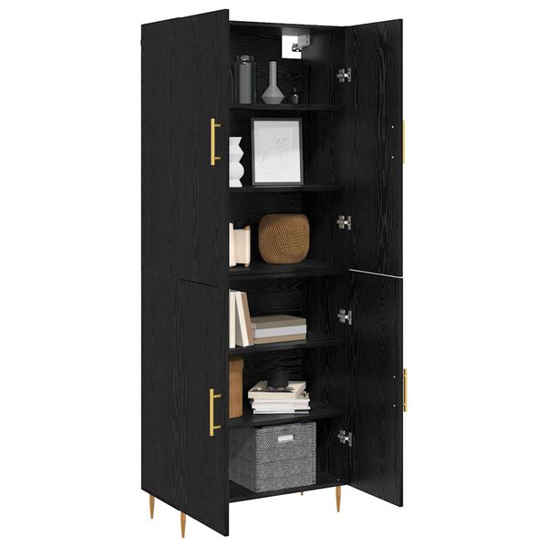 vidaXL Highboard Sort eg 69,5 x 34 x 180 cm Konstrueret tr&aelig;
