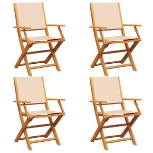 vidaXL foldbare havestole 4 stk. stof og massivt tr&aelig; beige
