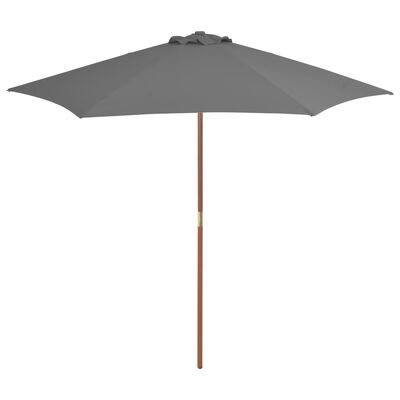 vidaXL udendørs parasol med træstang 270 cm antracitgrå