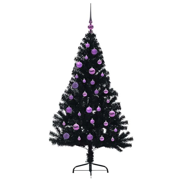 vidaXL Kunstig Forbelyst Juletr&aelig; med 150 LED'er Sort 150 cm PVC