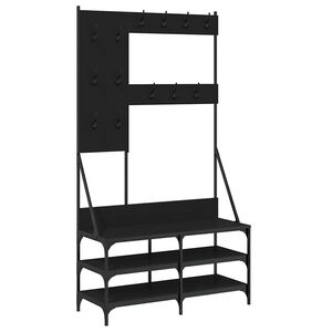 vidaXL t&oslash;jstativ med skoopbevaring 100x40x184 cm sort