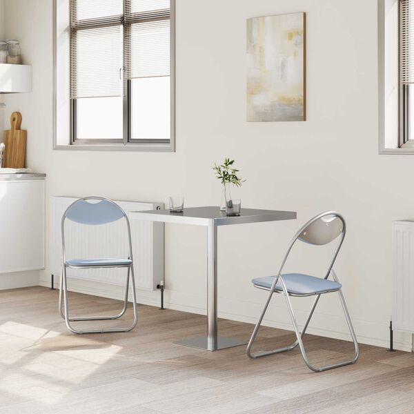 vidaXL Sammenklappelig stol 2 pcs Gr&aring; 48 x 43,5 x 81 cm Faux l&aelig;der