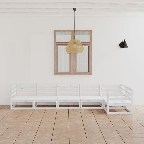 vidaXL lounges&aelig;t til haven 6 dele massivt fyrretr&aelig; hvid