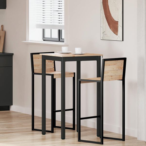 vidaXL Barbord Naturfarvet 60 x 60 x 105 cm Massiv fyrretr&aelig;