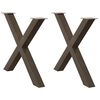 vidaXL spisebordsben X-formet 2 stk. naturst&aring;l 90x(72-73) cm st&aring;l