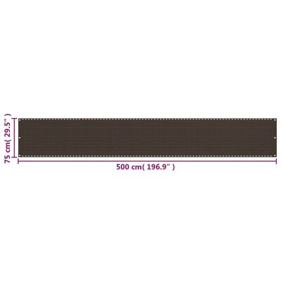 vidaXL altanafskærmning 75x500 cm HDPE brun