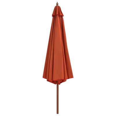 vidaXL udendørs parasol med træstang 350 cm terracottafarvet
