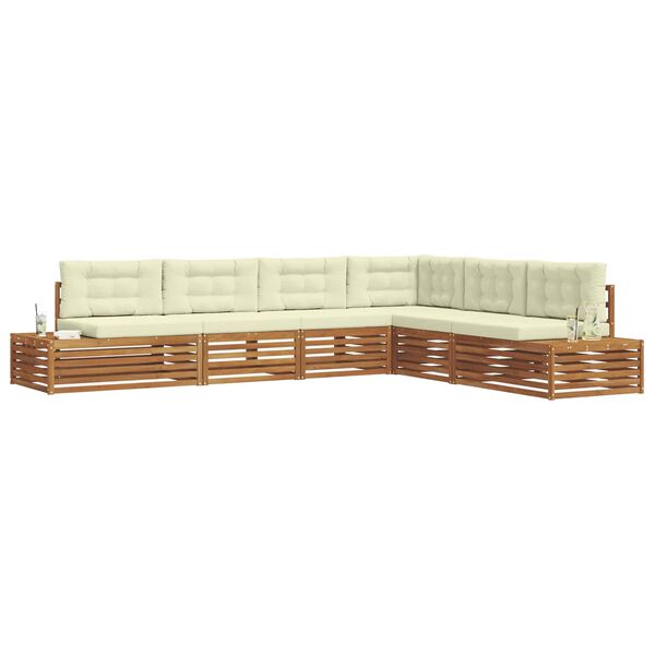 vidaXL Udend&oslash;rs sofagruppe med pude 6 Stk Naturlig og Fl&oslash;de