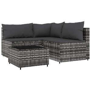 vidaXL lounges&aelig;t til haven 4 dele med hynder polyrattan gr&aring;