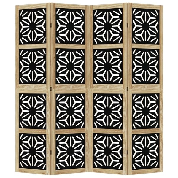 vidaXL rumdeler 4 paneler massivt kejsertr&aelig; brun og sort