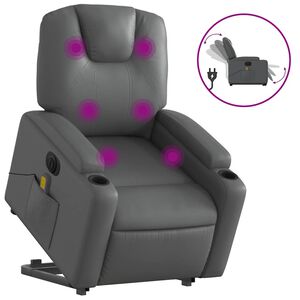 vidaXL massagestol med l&oslash;ftefunktion kunstl&aelig;der gr&aring;