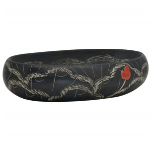vidaXL h&aring;ndvask til bordplade 59x40x15 cm oval keramik sort
