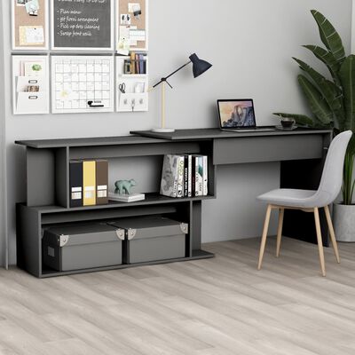 vidaXL skrivebord til hjørne 200x50x76 cm konstrueret træ grå
