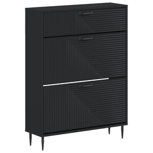 vidaXL Sko skab HAARLEM 78 x 24 x 103 cm Konstrueret tr&aelig; Sort
