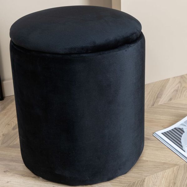 Venture Home puf Limpen 32x32x40 cm velour sort