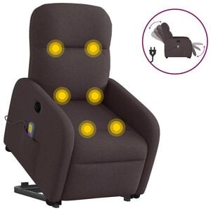 vidaXL elektrisk massagestol med l&oslash;ftefunktion stof m&oslash;rkebrun