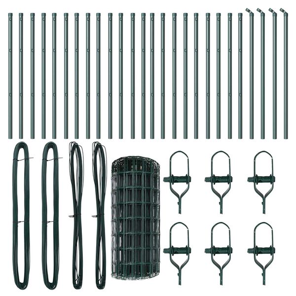 vidaXL Hegn med post Gr&oslash;n 0,4 x 50 m St&aring;l og PVC