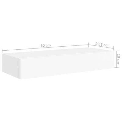 vidaXL væghylde med skuffe 60x23,5x10 cm MDF hvid