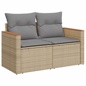 vidaXL 2-personers havesofa med hynder polyrattan beige