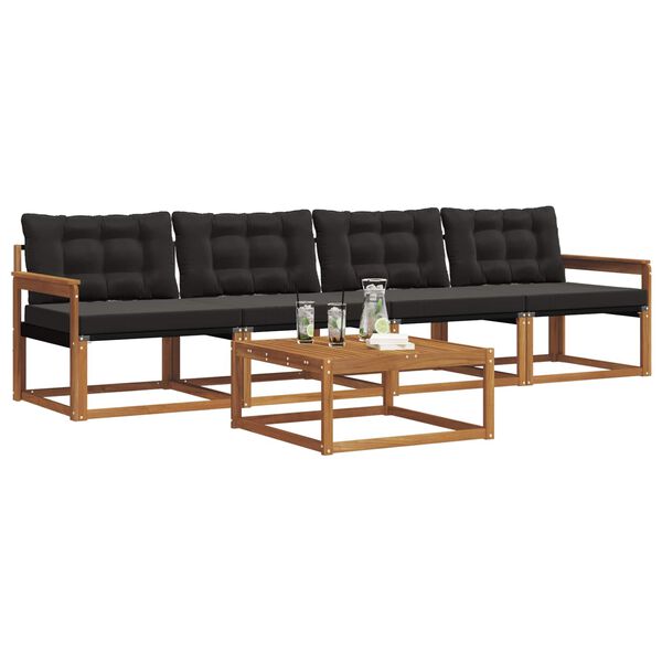 vidaXL Udend&oslash;rs sofagruppe med pude 5 pcs Naturlig og sort