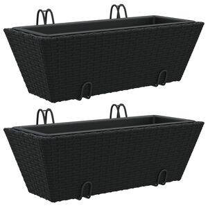vidaXL plantekasser med kroge 2 stk. polyrattan sort