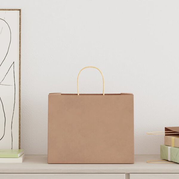 vidaXL papirposer 50 stk. med h&aring;ndtag 32x22x24 cm brun