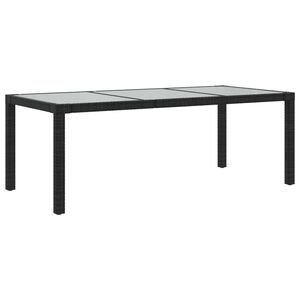 vidaXL havebord 190x90x75 cm h&aelig;rdet glas og polyrattan sort