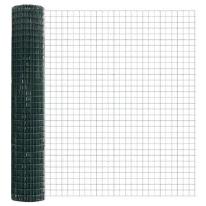 vidaXL Eurohegn med stolpe 10 x 1,6 m PVC-belagt st&aring;l Gr&oslash;n Mesh