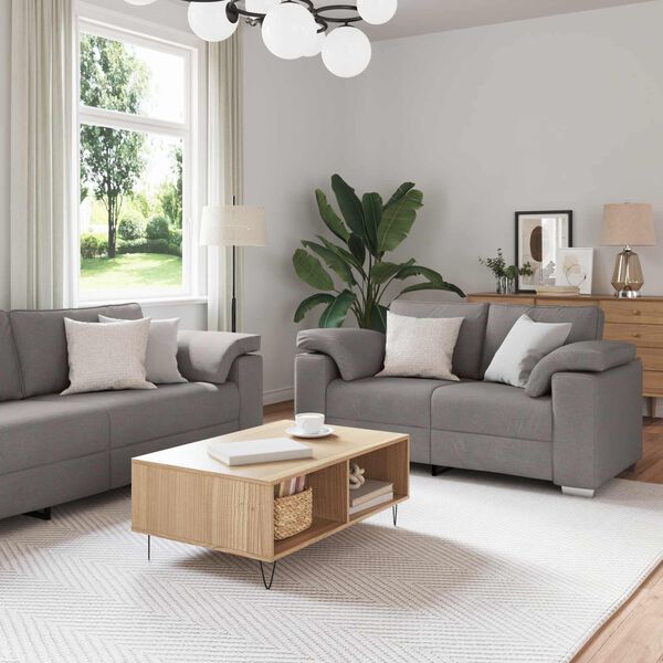 vidaXL Sofa 3 pcs Gr&aring;brun Linned-blandet stof