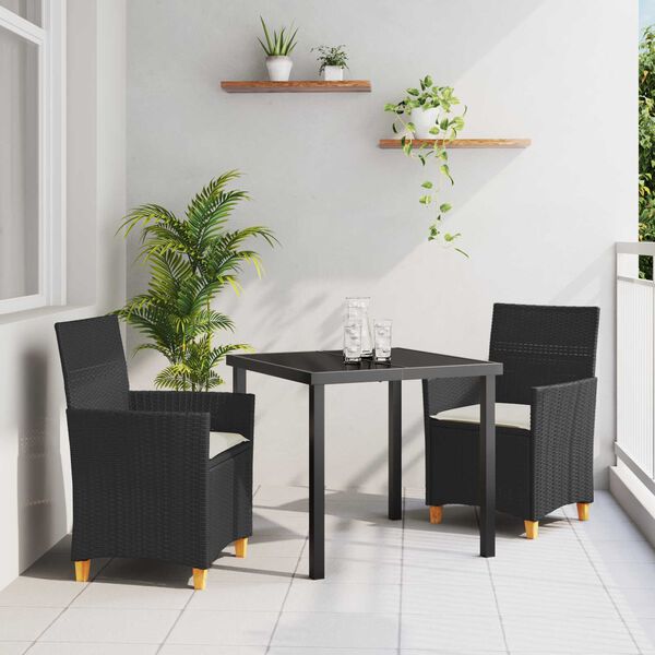 vidaXL Have Spisebordss&aelig;t 3 pcs Sort polyrattan