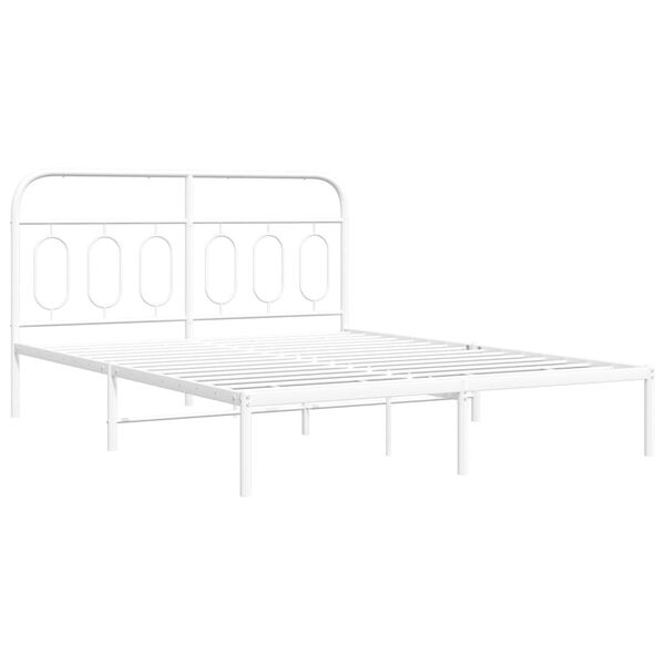 vidaXL sengeramme med sengegavl 140x190 cm metal hvid