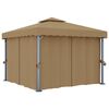 vidaXL pavillon med gardin 3x3 m aluminium gr&aring;brun