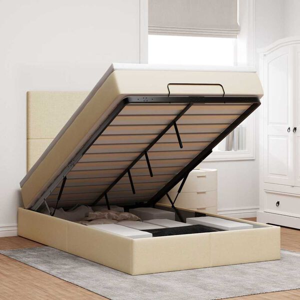 vidaXL osmannisk sengeramme med madras 120x190 cm stof cremefarvet