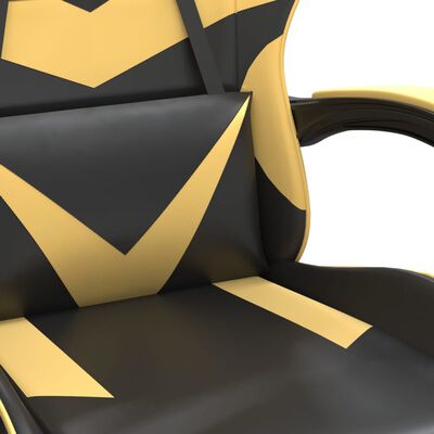 vidaXL drejelig gamingstol kunstlæder sort og guldfarvet