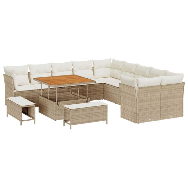 vidaXL Havesofa Sæt 13 pcs Beige polyrattan