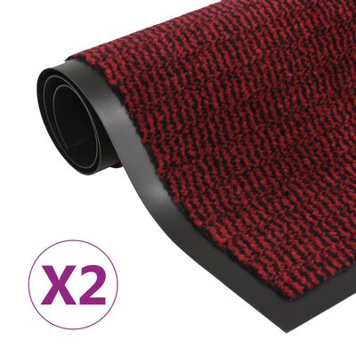 vidaXL måtter støvkontrol 2 stk. rektangulær tuftet 40x60 cm rød