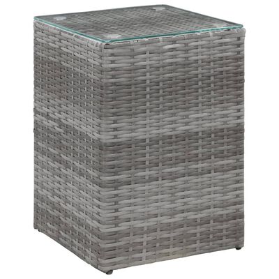 vidaXL sidebord med glastop 35x35x52 cm polyrattan grå