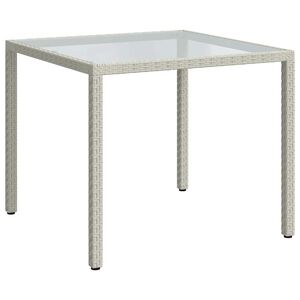 vidaXL havebord 90x90x75 cm h&aelig;rdet glas og polyrattan hvid