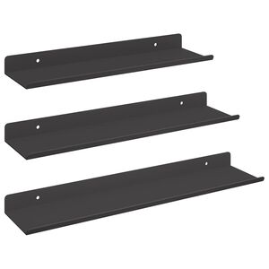 vidaXL Sv&aelig;vende hylde V&aelig;gmonteret 3 pcs Sort 40 x 9 x 2,5 cm St&aring;l