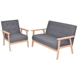 vidaXL sofas&aelig;t i 2 dele stof m&oslash;rkegr&aring;