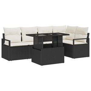 vidaXL Havesofa S&aelig;t 6 stk. 5-Antal s&aelig;der Sort og Cream polyrattan