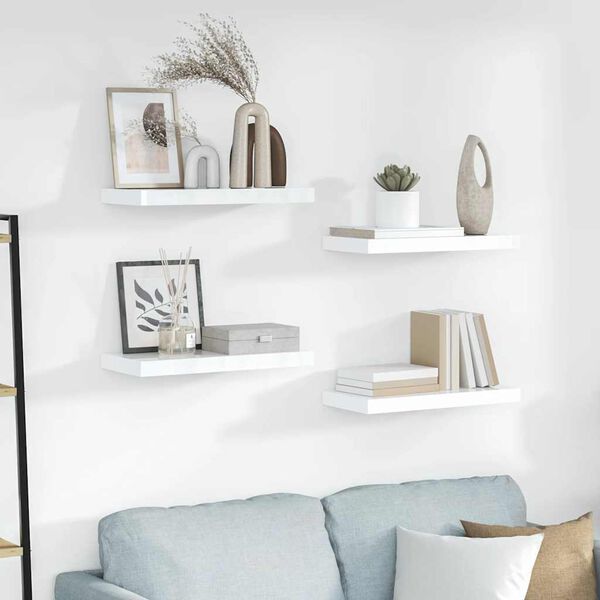 vidaXL v&aelig;ghylder 4 stk. 50x23x3,8 cm MDF hvid h&oslash;jglans