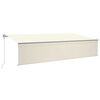 vidaXL markise m. rullegardin+LED+vindsensor 6x3 m auto cremefarvet