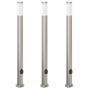 vidaXL pullertlamper med stikkontakt 3 stk. 110 cm rustfrit st&aring;l IP44