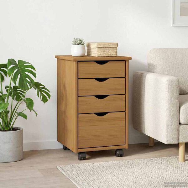 vidaXL Rullende skab MOSS HonningBrun 34 x 39 x 56 cm Massivt fyrretr&aelig;