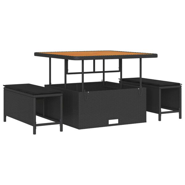 vidaXL Havesofa S&aelig;t med pude med pude 11 pcs Sort 100 x 100 x 71 cm