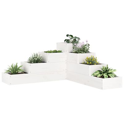 vidaXL plantekasse 4 niveauer 80,5x79x36 cm massivt fyrretræ hvid