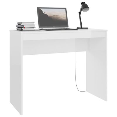 vidaXL skrivebord 90x40x72 cm konstrueret træ hvid højglans