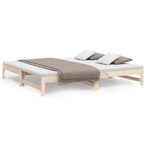 vidaXL daybed med udtr&aelig;k 2x(80x200) cm massivt fyrretr&aelig;